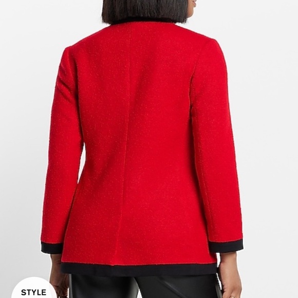 NWOT Express Tipped TWEED Novelty Gold Button
JACKET BLAZER Coat Black Trim - Picture 3 of 7